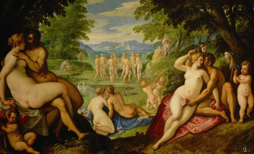 Mutual love (Golden Age), by Paolo Fiammingo, oil, 1593