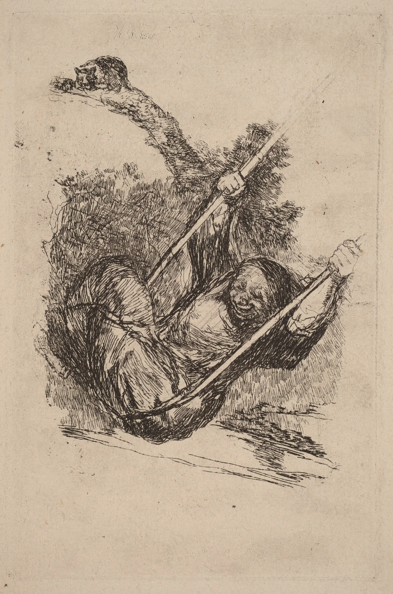 Old Woman on a Swing, detail