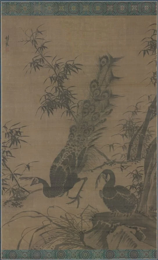 A Pair of Peafowl, detail