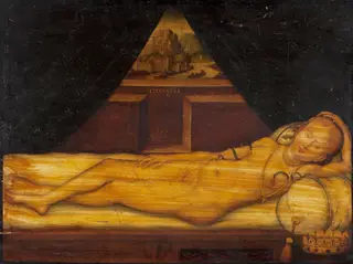 Cleopatra, by Lucas Cranach the Younger, oil, 1550