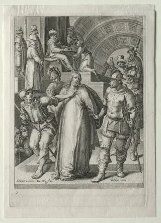 Passion Set:  Christ before Pilate, by Zacharias Dolendo, 1597
