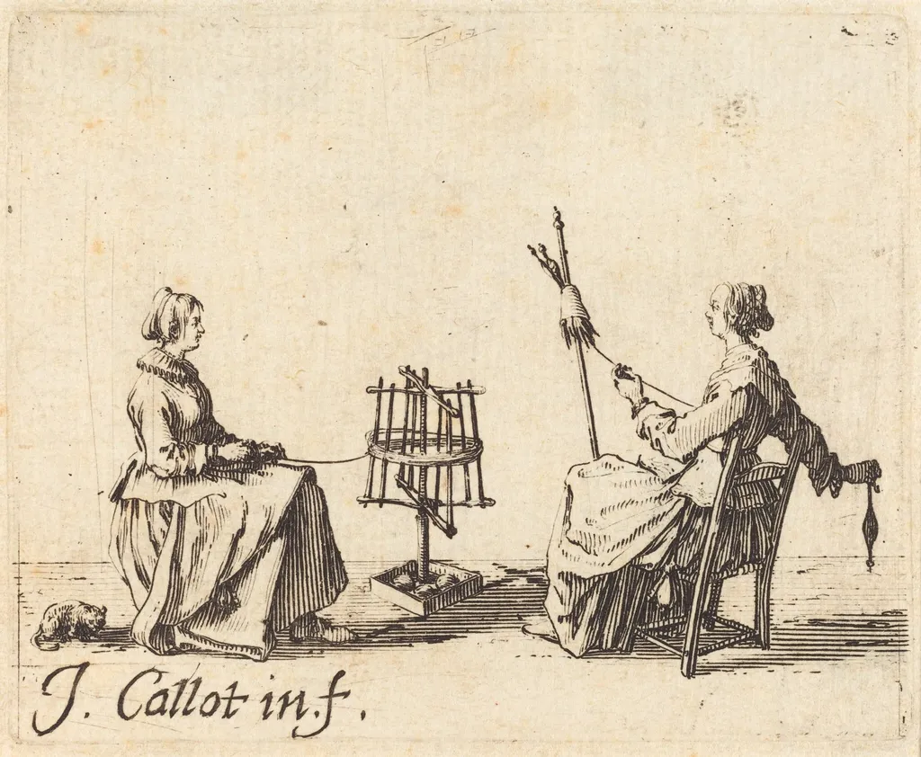 The Winder and the Spinner, by Jacques Callot, ink, 1623