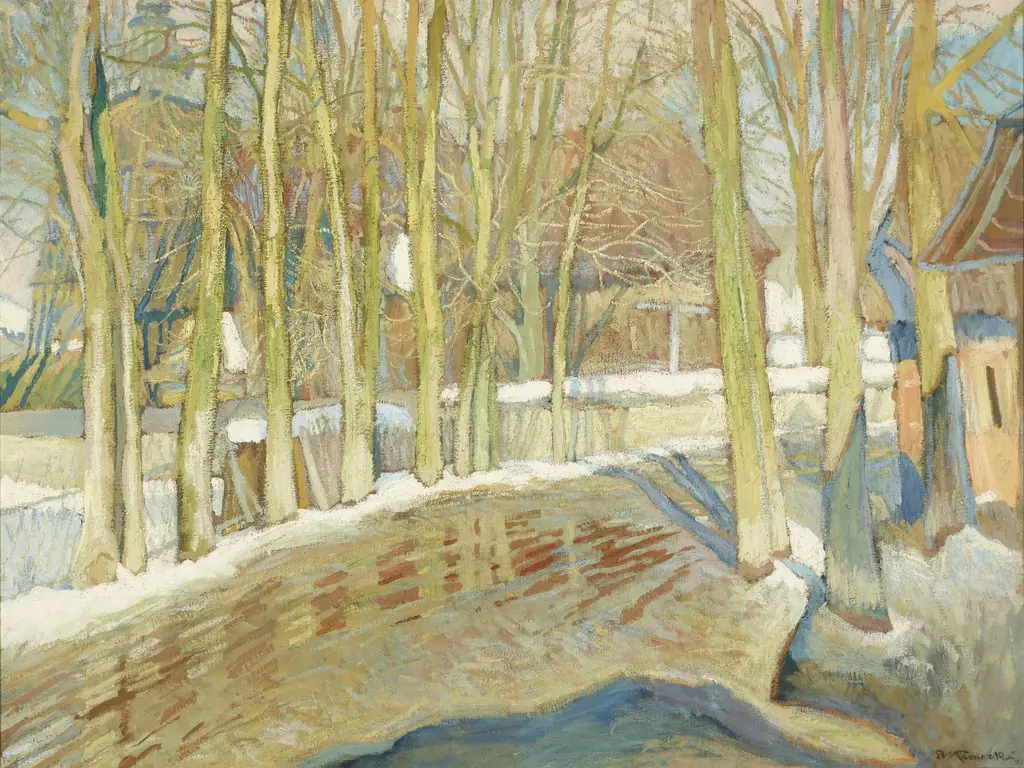 Thaw, by Stanisław Kamocki, oil, 1907