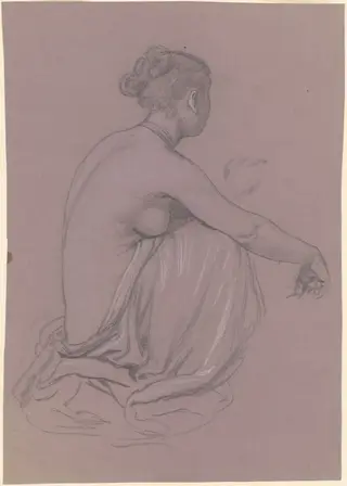 Study for "Greek Girls Bathing", by Elihu Vedder, graphite, 1872
