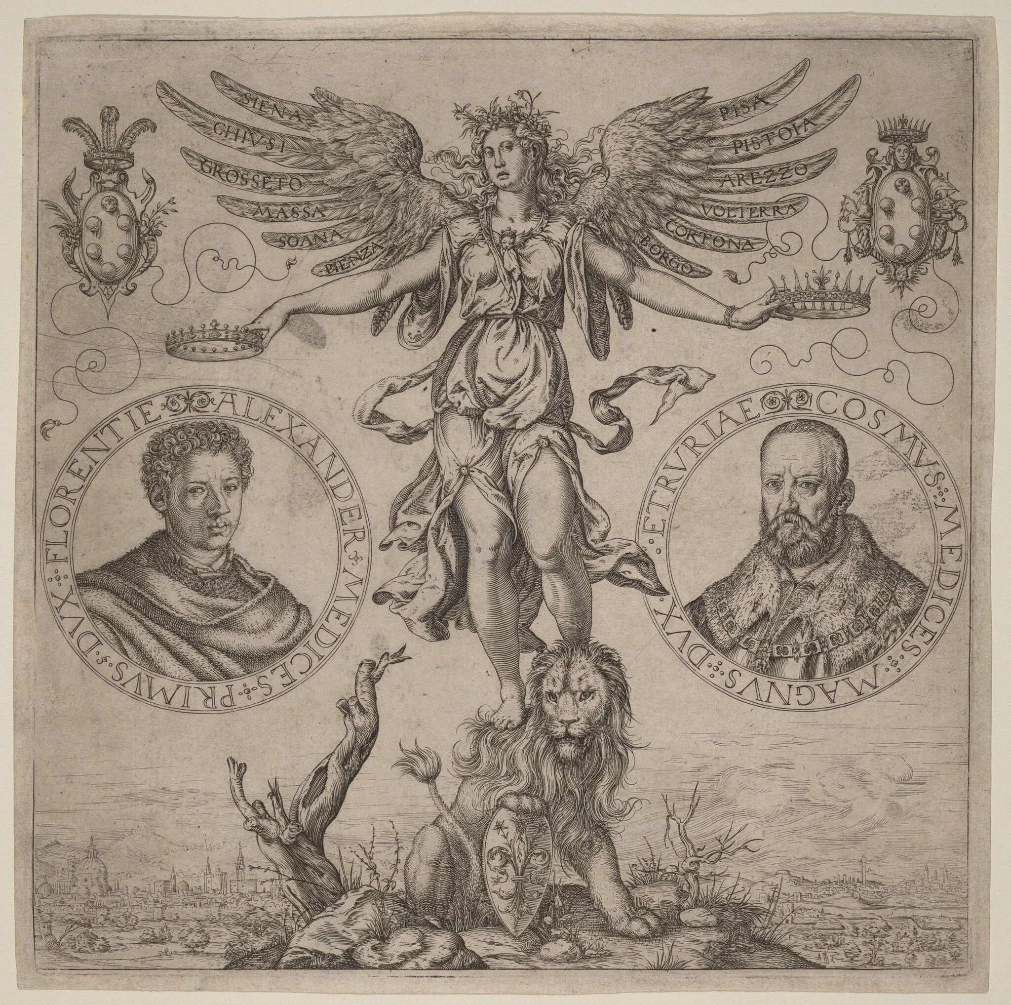 Alexander de Medicis and Cosmo de Medicis, detail