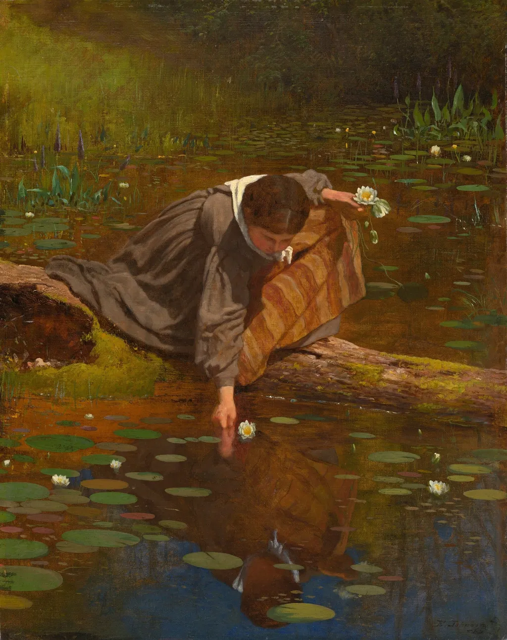 Gathering Lilies, by Eastman Johnson, oil, 1865
