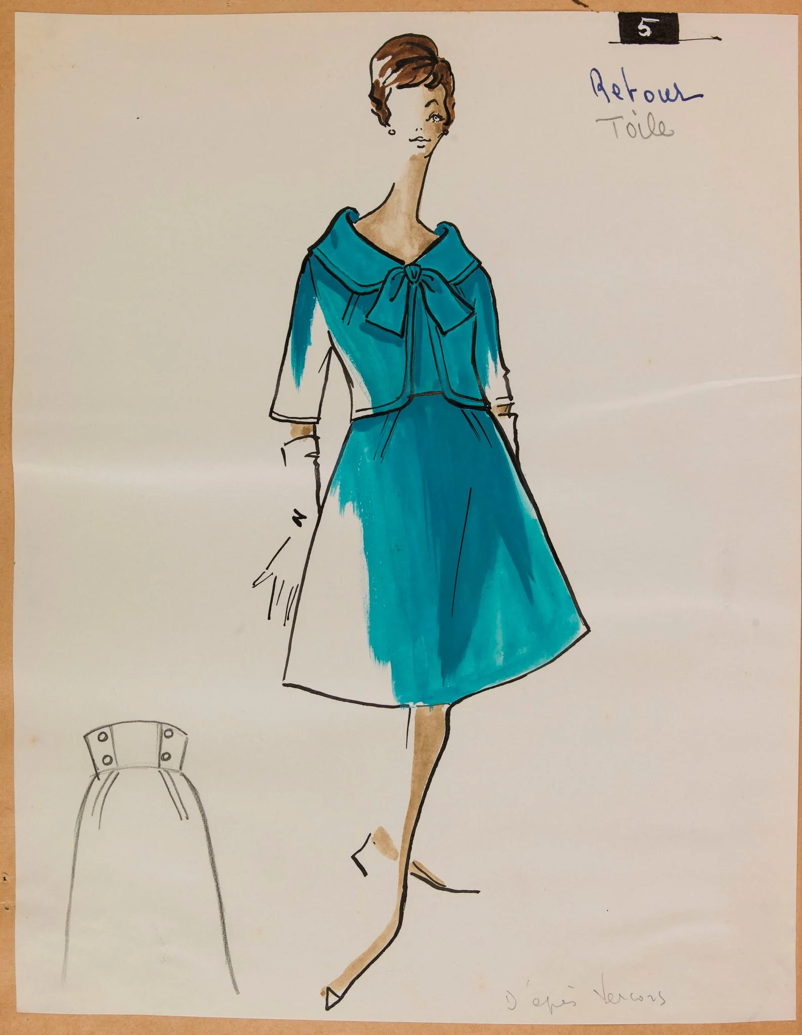 Tailleur turquoise, detail