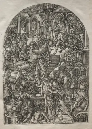 The Apocalypse:  The Martyrdom of St. John the Evangelist, by Jean Duvet, 1551