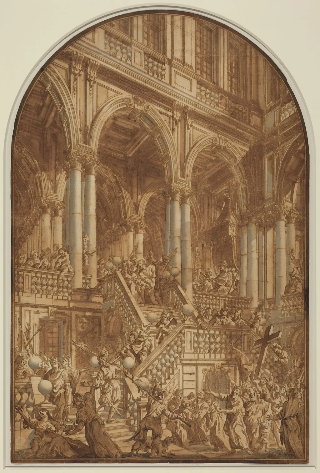 Christ Led Captive from a Palace, by Giuseppe Galli Bibiena, ink, 1742