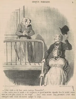 Votre visite a été bien courte ..., by Honoré Daumier, ink, 1853