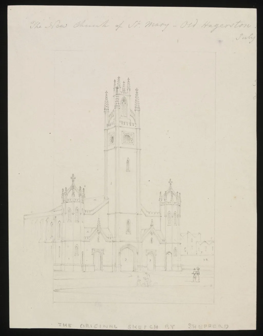 The New Church of St. Mary - Old Hagerston [sic], July 1827, by T. H. Shepherd, 1827