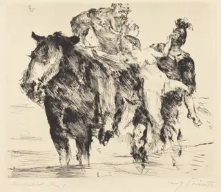 Frauenräuber (Rape), by Lovis Corinth, ink, 1920