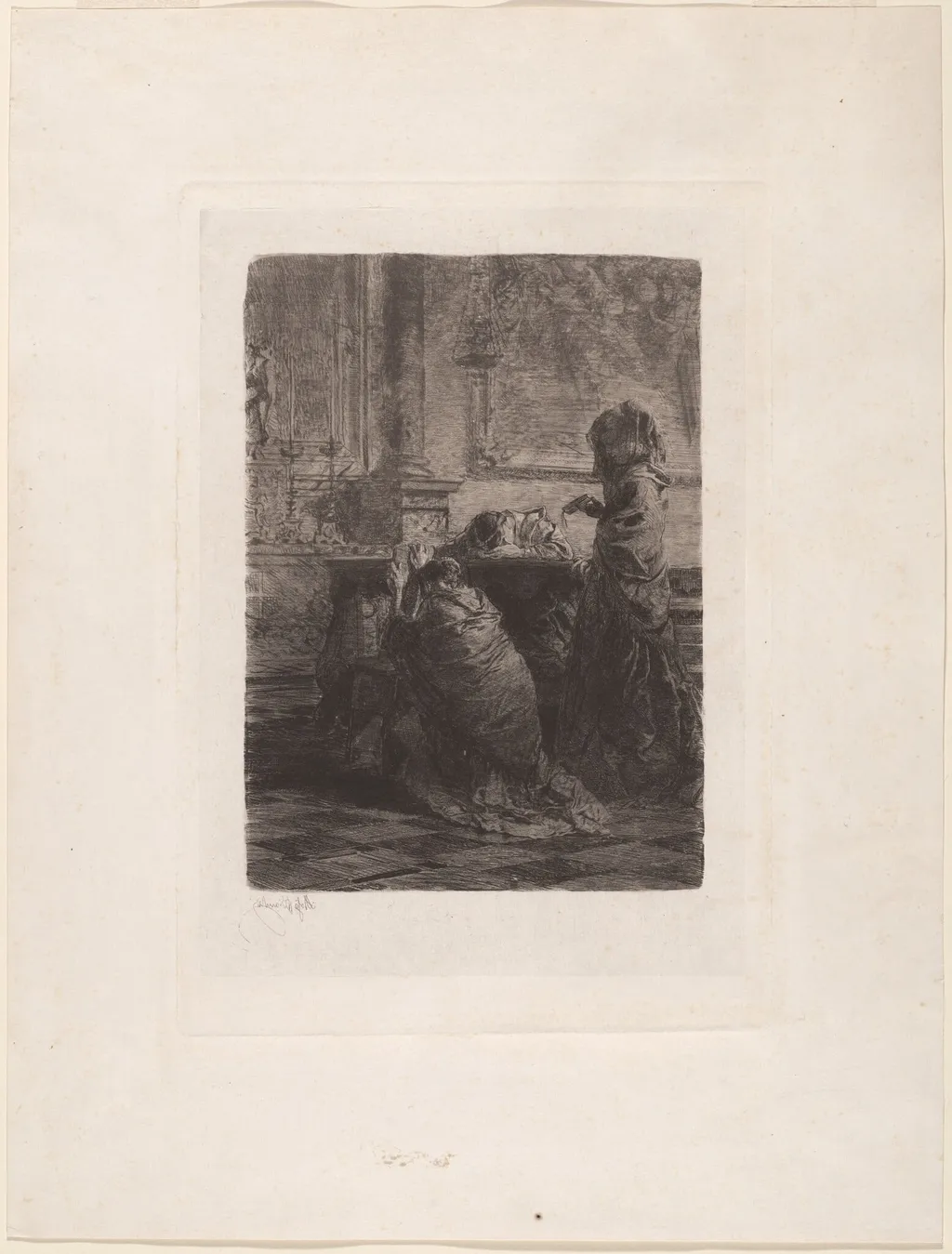 I Fratelli sono al campo [The Men are in the Field], by Mosè Bianchi, ink, 1870