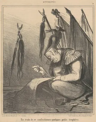 En train de ...confectionner quelques, by Honoré Daumier, ink, 1854
