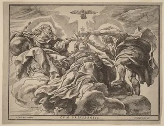 Coronation of the Virgin, by Christoffel Jegher, ink, 1633