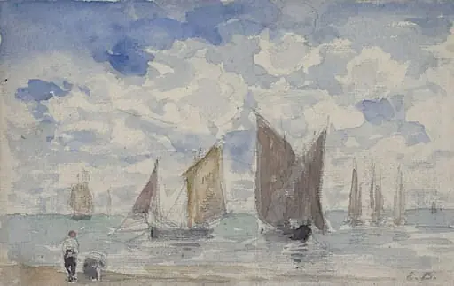 A Summer Day: coast scene, by Eugène Boudin, watercolor, 1850
