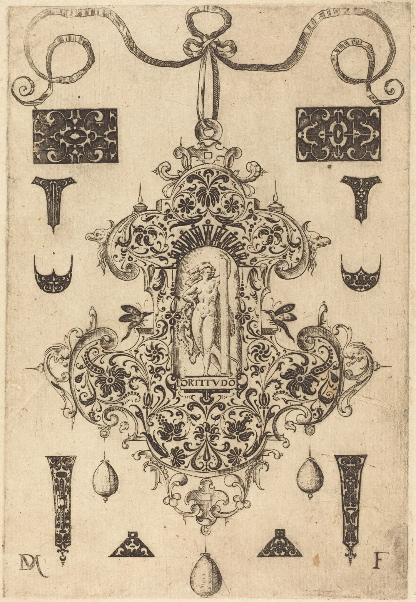 Large Pendant, Strength Standing at Centre, detail