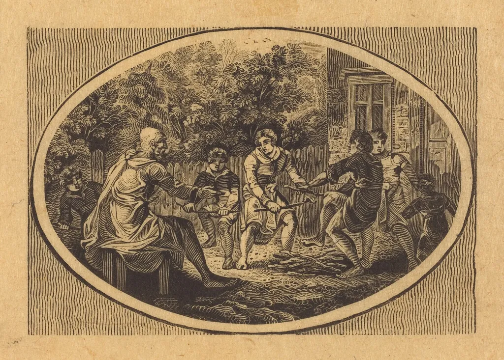 The Old Man and His Sons, by Thomas Bewick, ink, 1814
