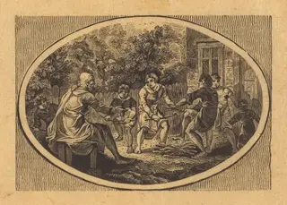 The Old Man and His Sons, by Thomas Bewick, ink, 1814