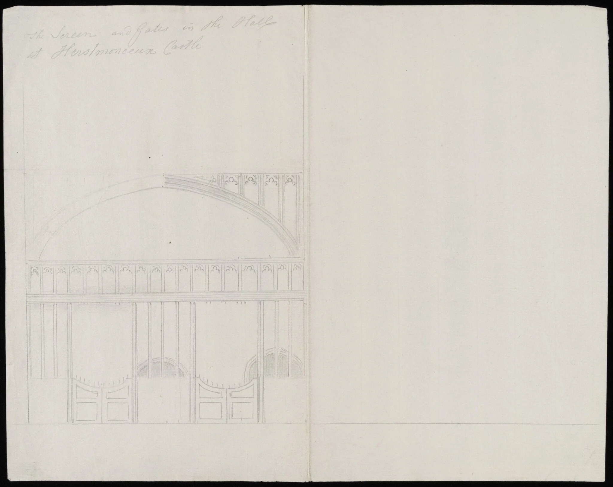 Elevation of screen in Hall., detail
