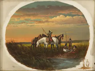 A Halt on the Prairie for a Smoke, by John Mix Stanley, oil, 1860