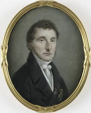 Pieter de Riemer (1769-1831). Professor in de ontleed- en verloskunde, consulent chirurgijn van koning Willem I, by Johannes Hari, ivory, 1815