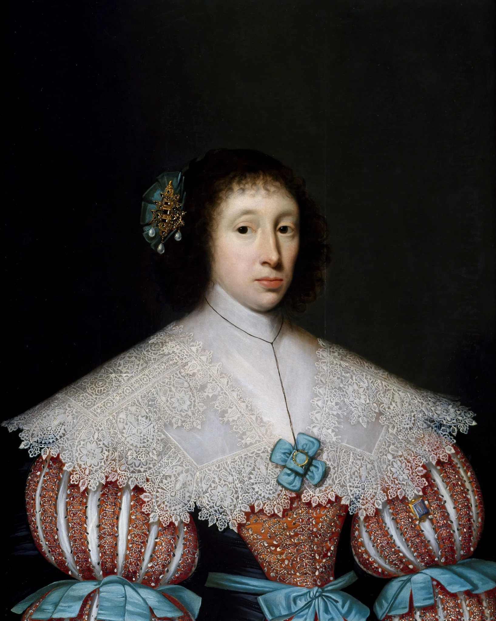Portrait of Eleanor or Mary Campion, detail