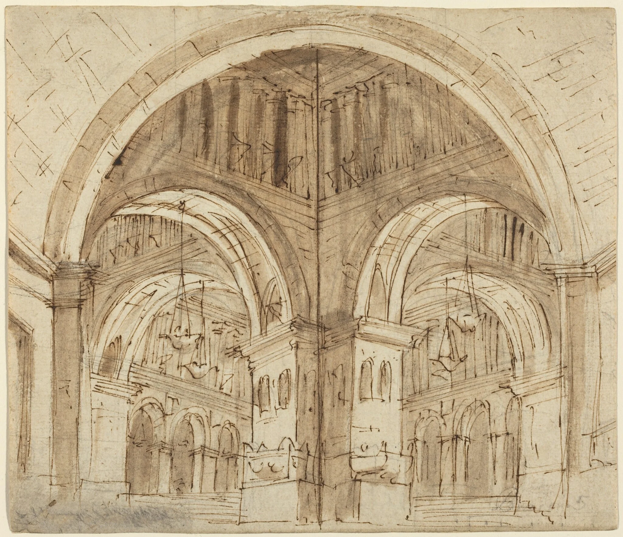 Design for a Vaulted Hall, detail