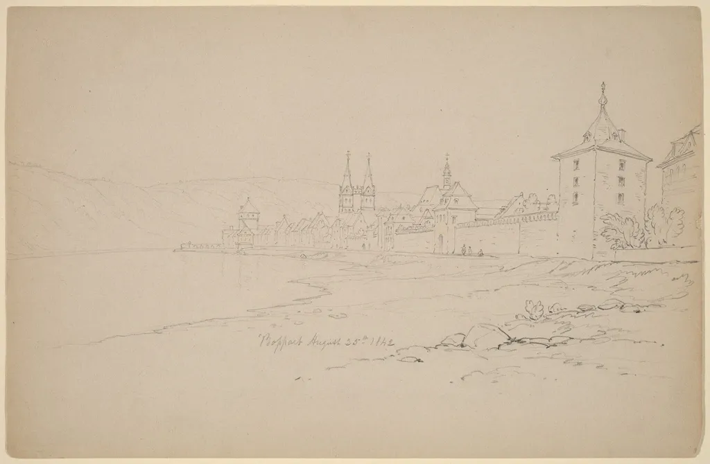 Boppart, by John William Casilear, graphite, 1842