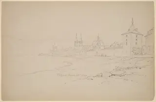 Boppart, by John William Casilear, graphite, 1842