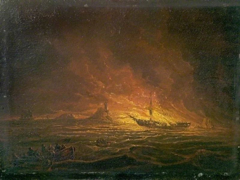 Ship on Fire, detail