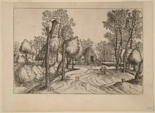 Farms, by Lucas van Doetechum, ink, 1560