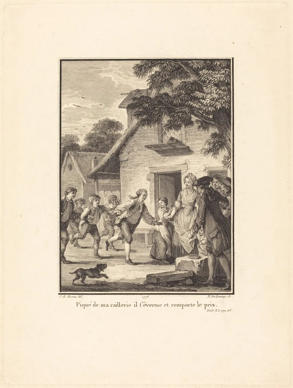 Piqué de ma raillerie, il s'évertue et remporte le prix, by Nicolas Delaunay, ink, 1778