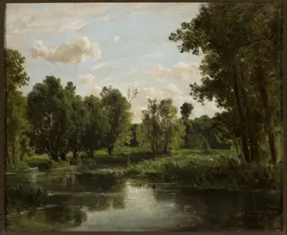 Lake in the forest, by Józef Szermentowski, oil, 1864