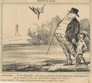 Mr Prudhomme. Tu vois, Oh! Mon fils ..., by Honoré Daumier, ink, 1858