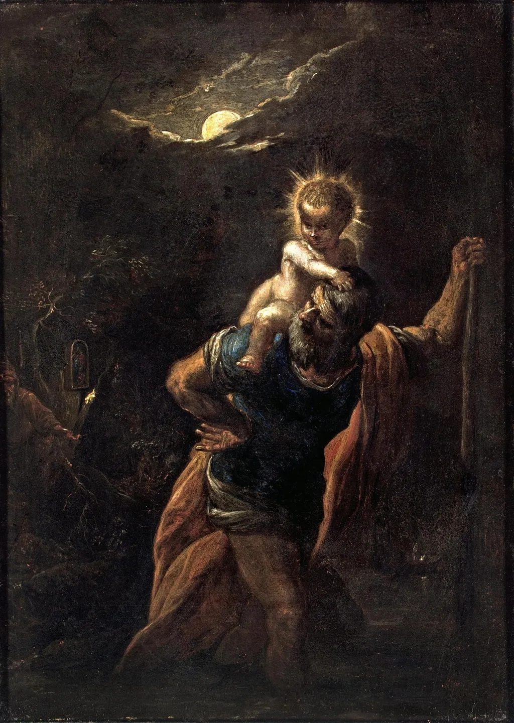 Saint Christopher, by Adam Elsheimer, oil, 1600