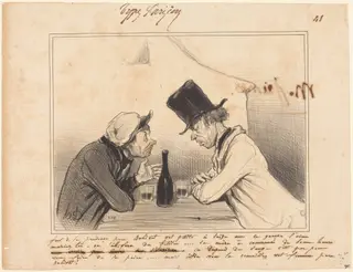 Faut de la prudence père Balivot, vot petite a seize ans..., by Honoré Daumier, ink, 1842