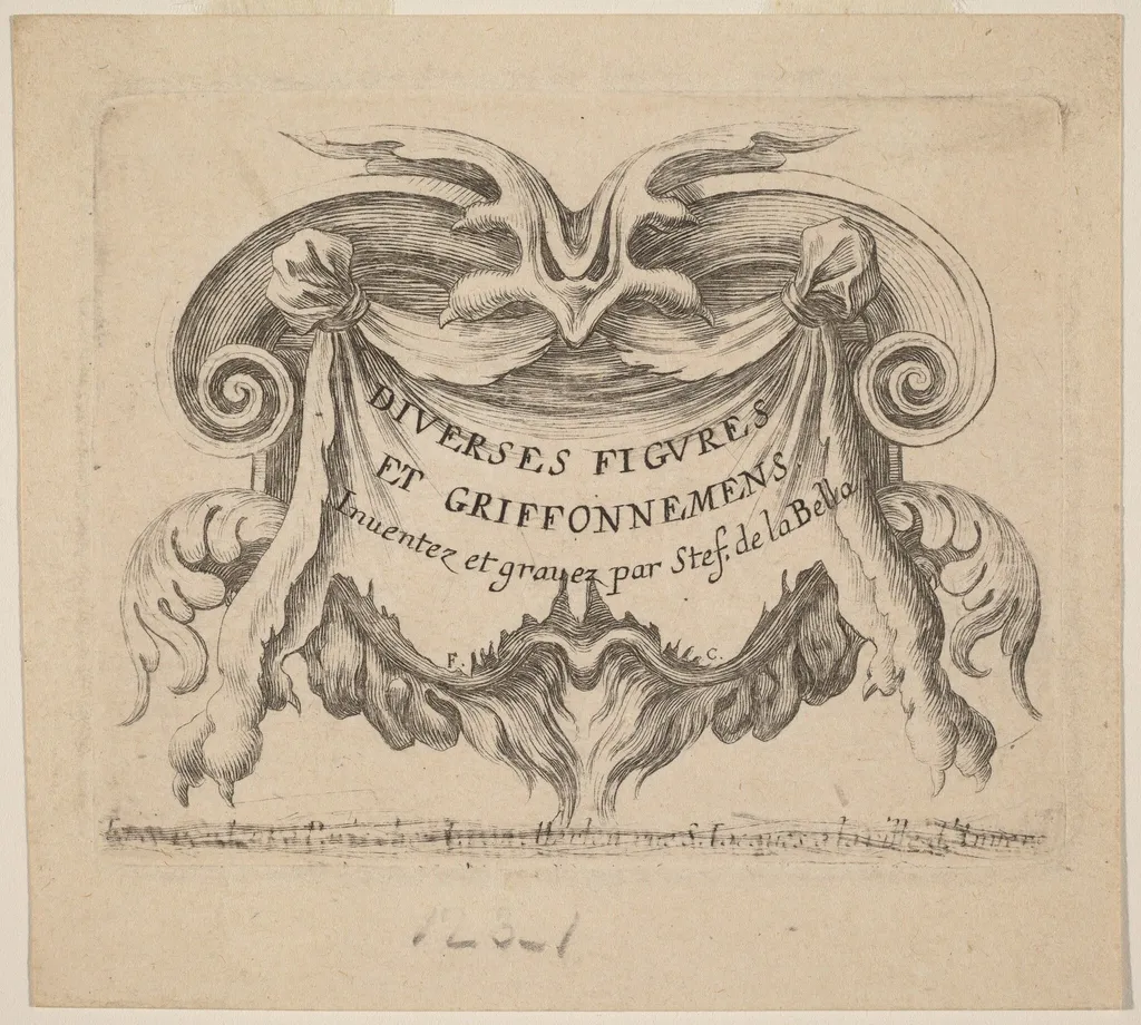 Title Page for "Diverses figures et griffonnements", by Stefano Della Bella, ink, 1646