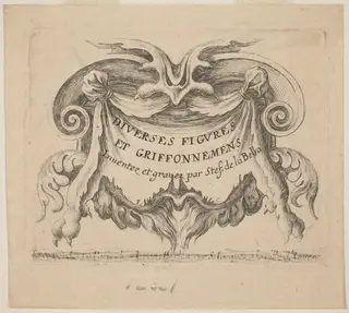 Title Page for "Diverses figures et griffonnements", by Stefano Della Bella, ink, 1646