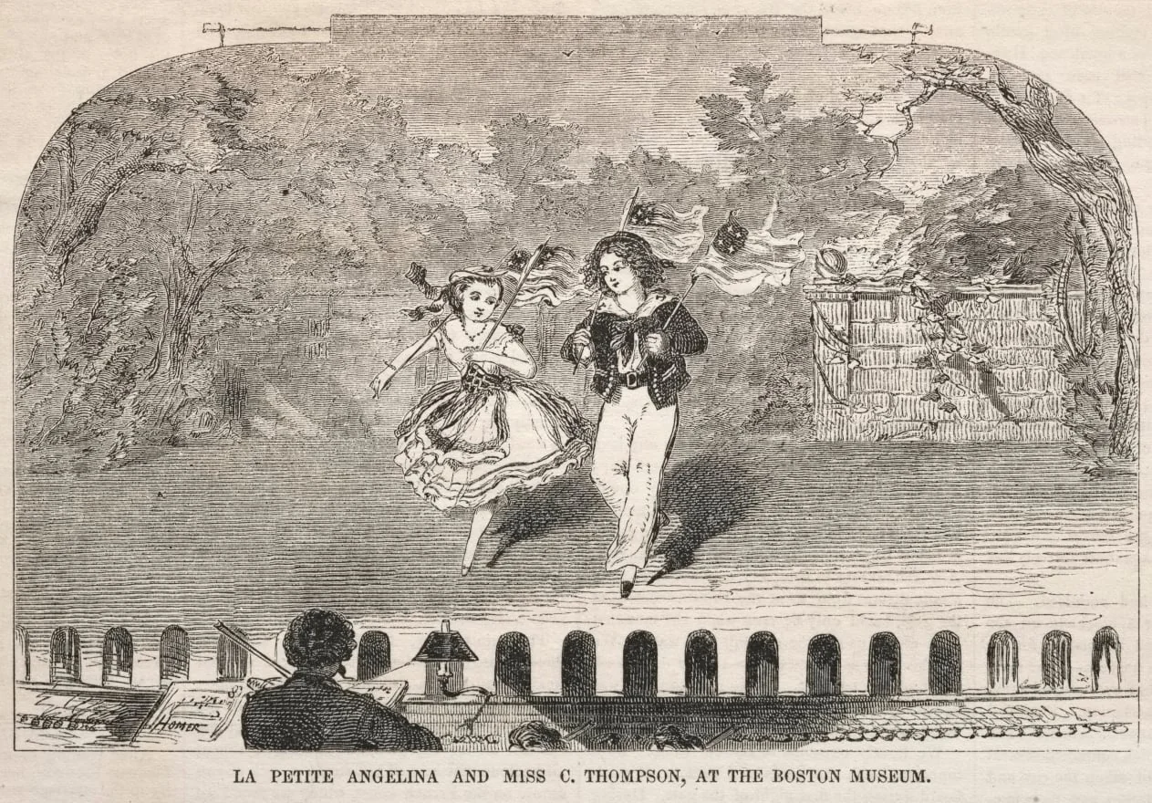 La Petite Angelina and Miss C. Thompson, at the Boston Museum, detail