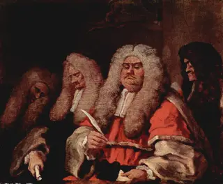 The Bench, by William Hogarth, oil, 1758