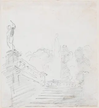 Monumental Stairway, by Hubert Robert, graphite, 1760