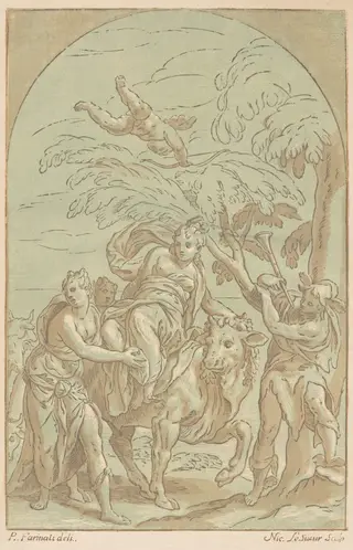 Rape of Europa, by Nicolas Le Sueur, ink, 1742
