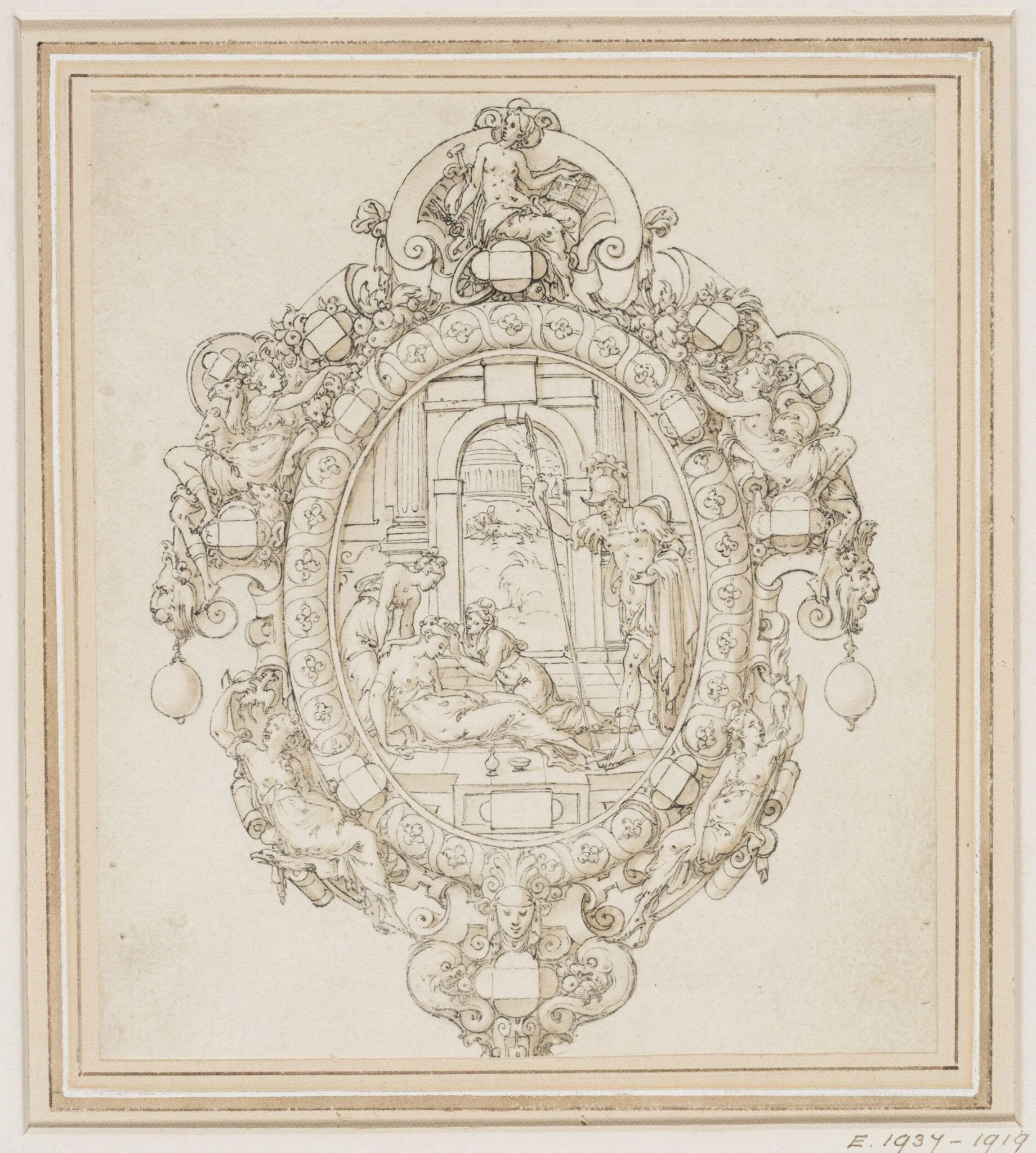 Design for the back of a gem-set handmirror, detail