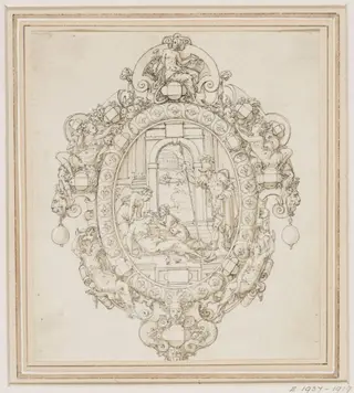 Design for the back of a gem-set handmirror, by Etienne Delaune, 1561