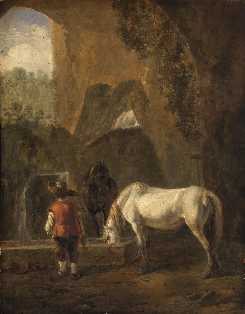 A Horse Drinking, by Jan Both, oil, 1637
