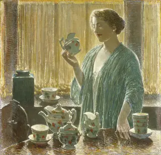 Strawberry Tea Set, by Childe Hassam, oil, 1912