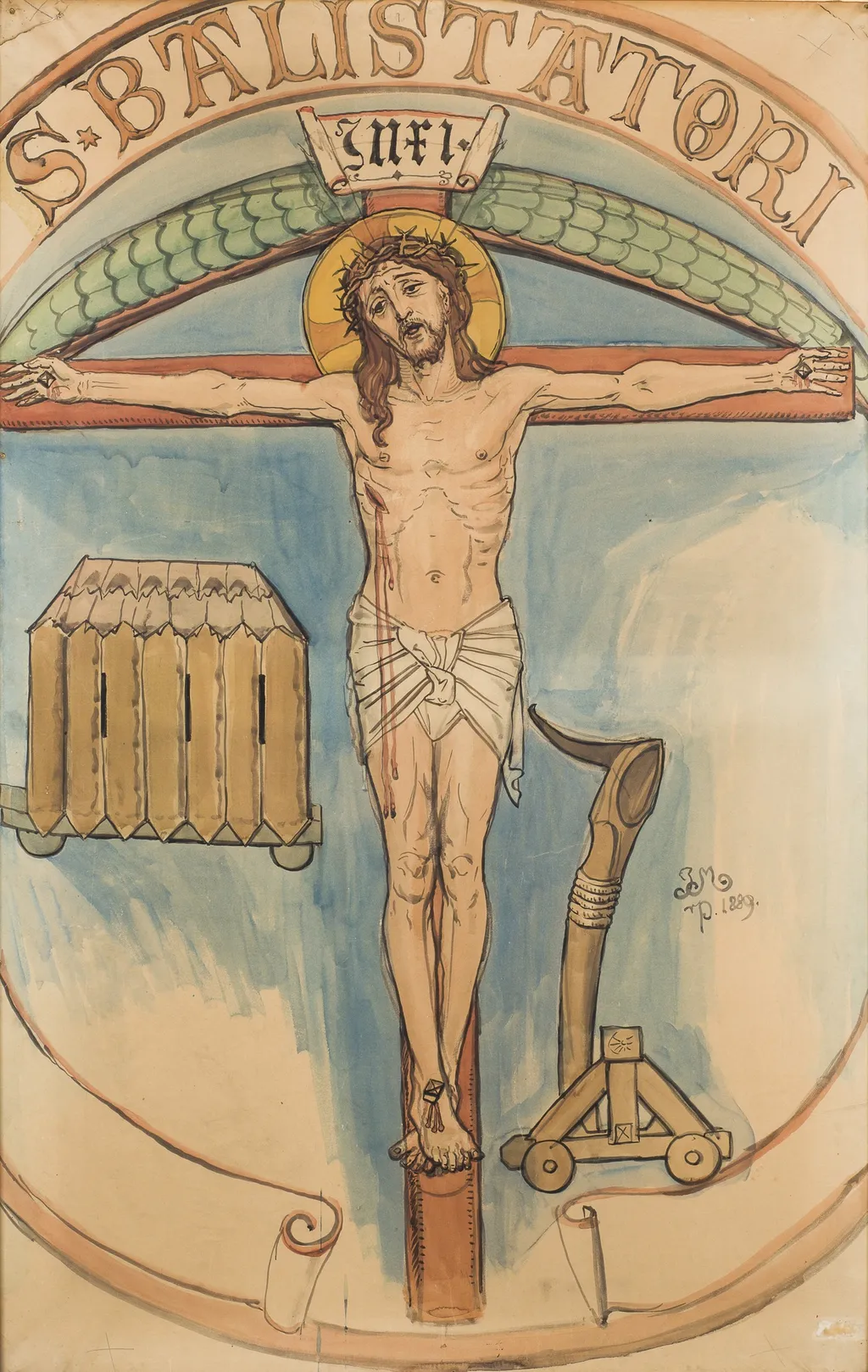 Karton do polichromii Kościoła Mariackiego - Godło łuczników, by Jan Matejko, unspecified