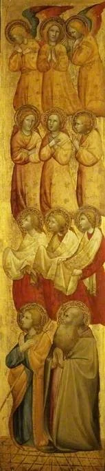 St James and (?) St Andrew with angels, detail