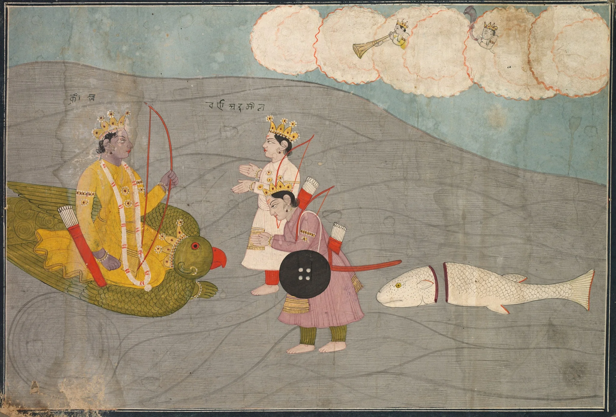 Vanasura's Sons Submit to Krishna: Scene from the Aniruddha Usha Section of Krishna Lila, detail